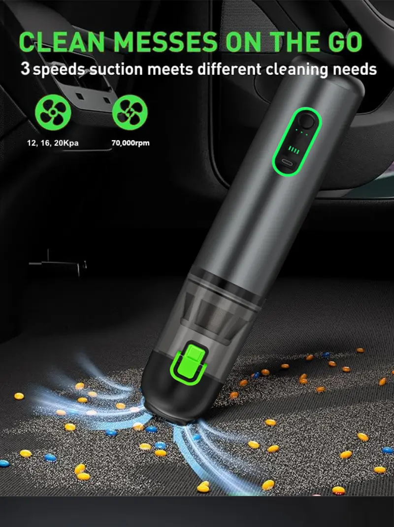 Three Suction Modes of Kinzir VC22 car vacuum
