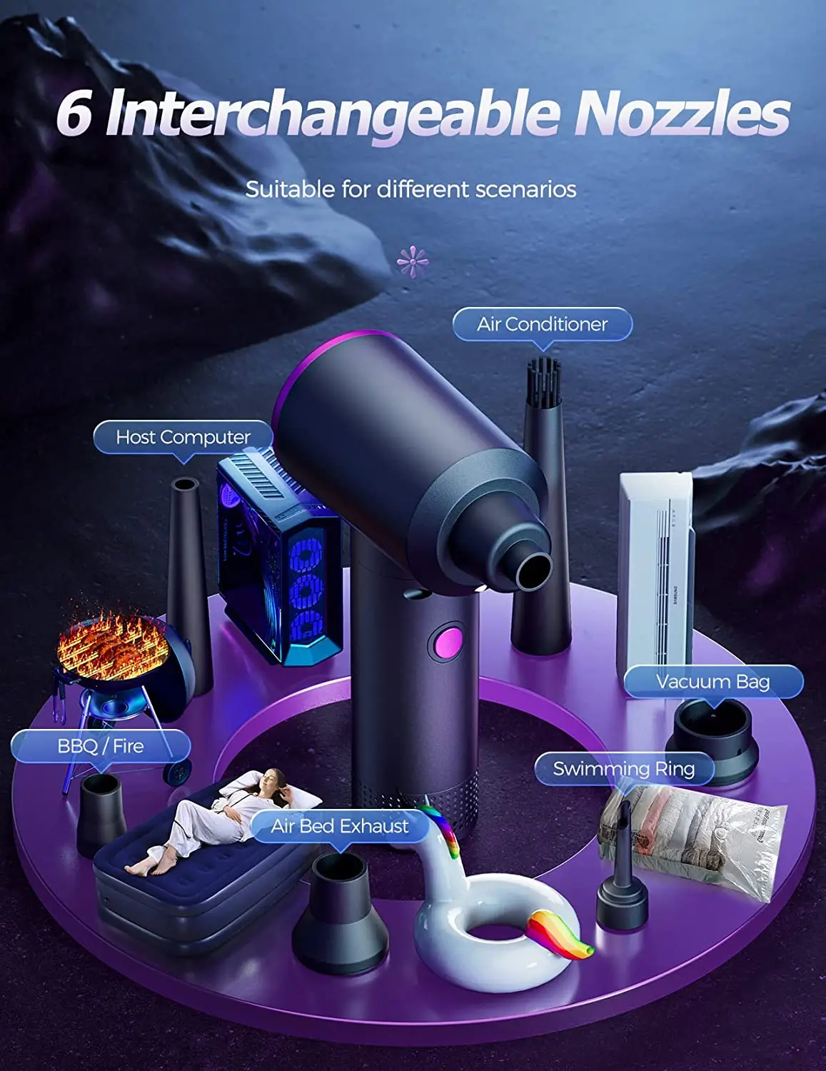 6 interchangeable nozzles for Kinzir AD36