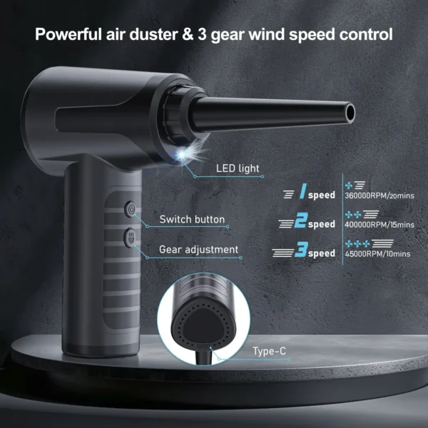 Kinzir AD37 3-Gear Air Duster Blower