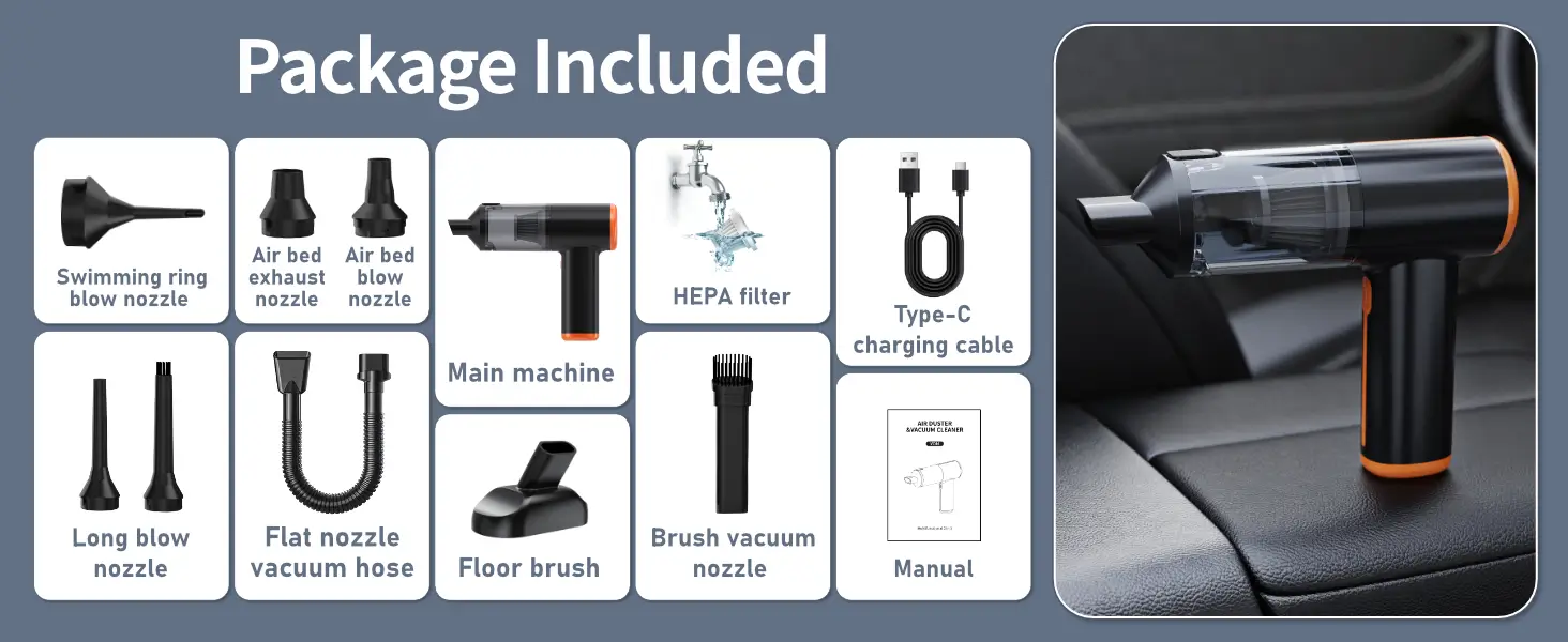 wholesale Kinzir VC44 Cordless Car Vacuum Cleaner Package
