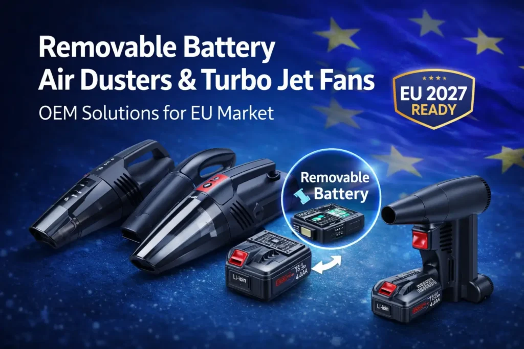 List of Kinzir Removable Battery Air Dusters and Turbo Jet Fans That Meet EU Battery Regulation