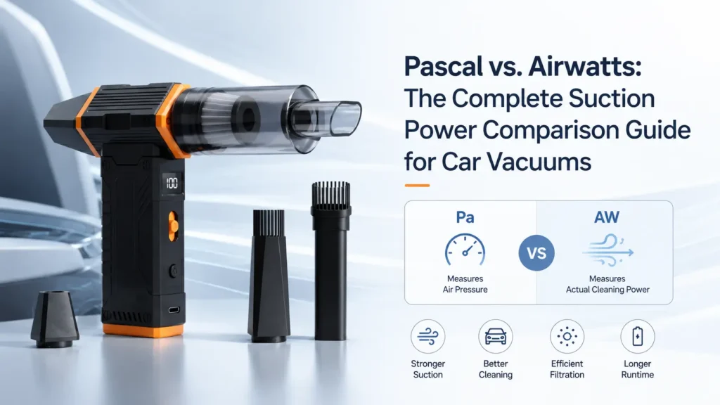 Pascal vs Airwatts suction power comparison, explaining Pa pressure and AW cleaning power.