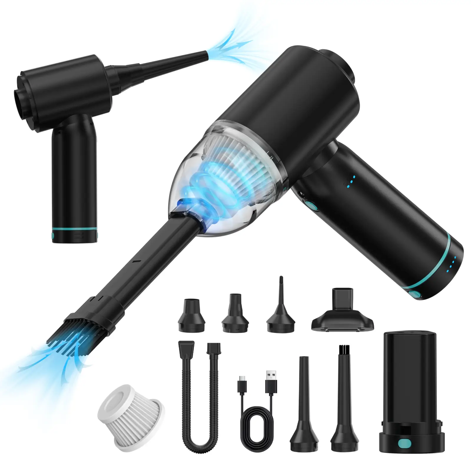 Kinzir VC26R Swappable Battery Cordless Car Vacuum and Air Duster